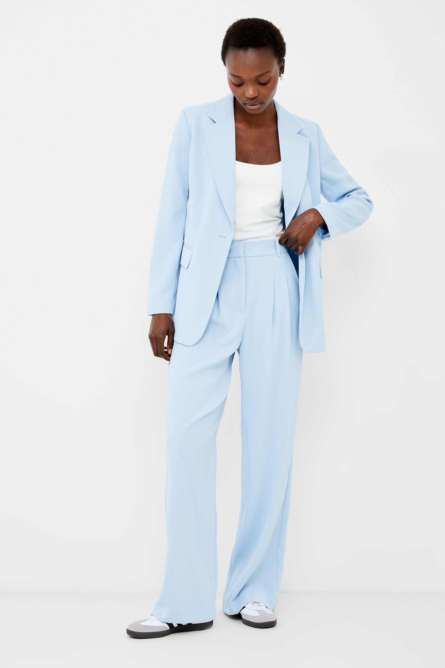 French Connection Blue Harrie Suiting Single Breasted Jacket
