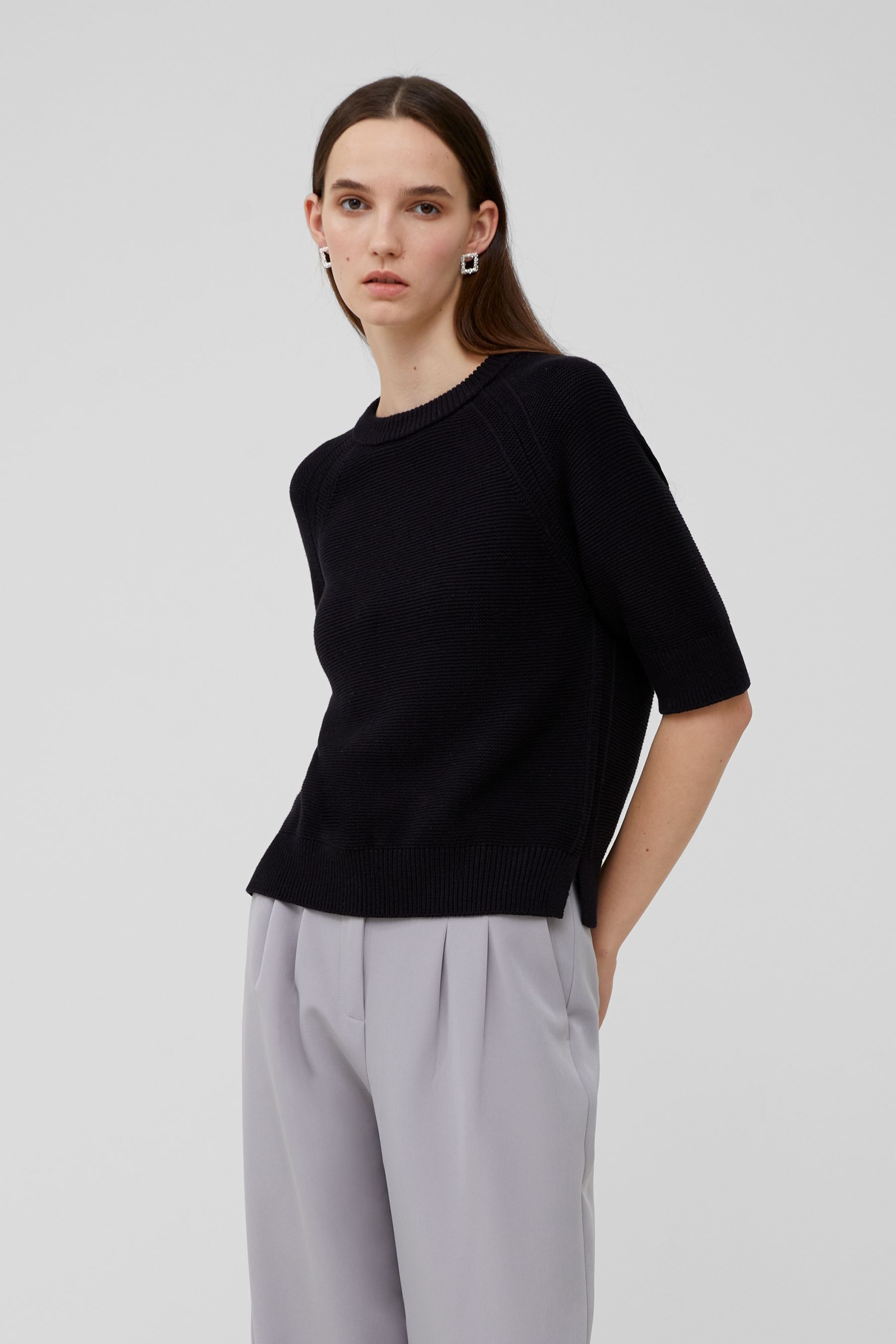 Buy French Connection Lily Mozart Short Sleeve Black Jumper from