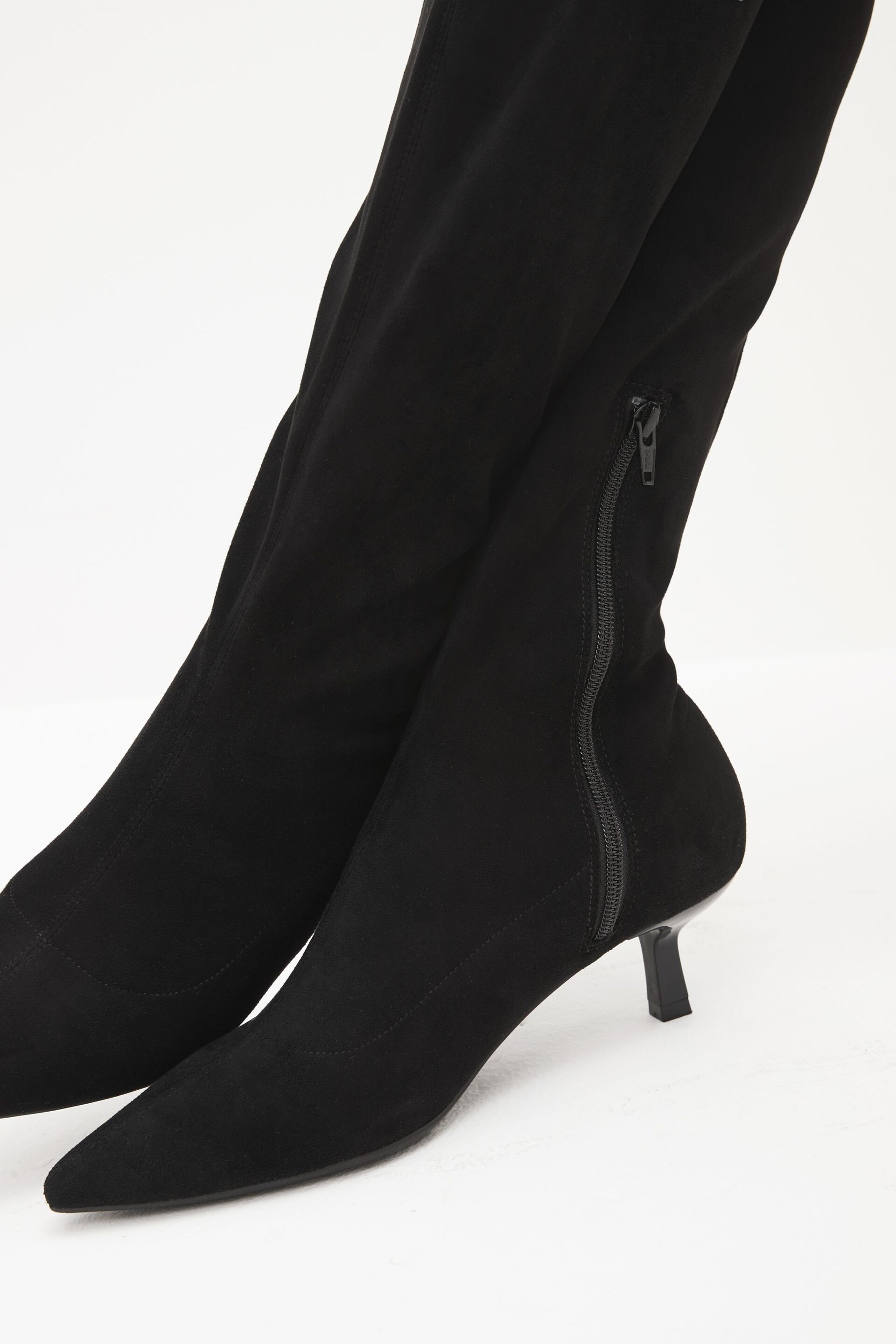 Black Forever Comfort® Knee High Stretch Sock Heel Boots - Image 4 of 7