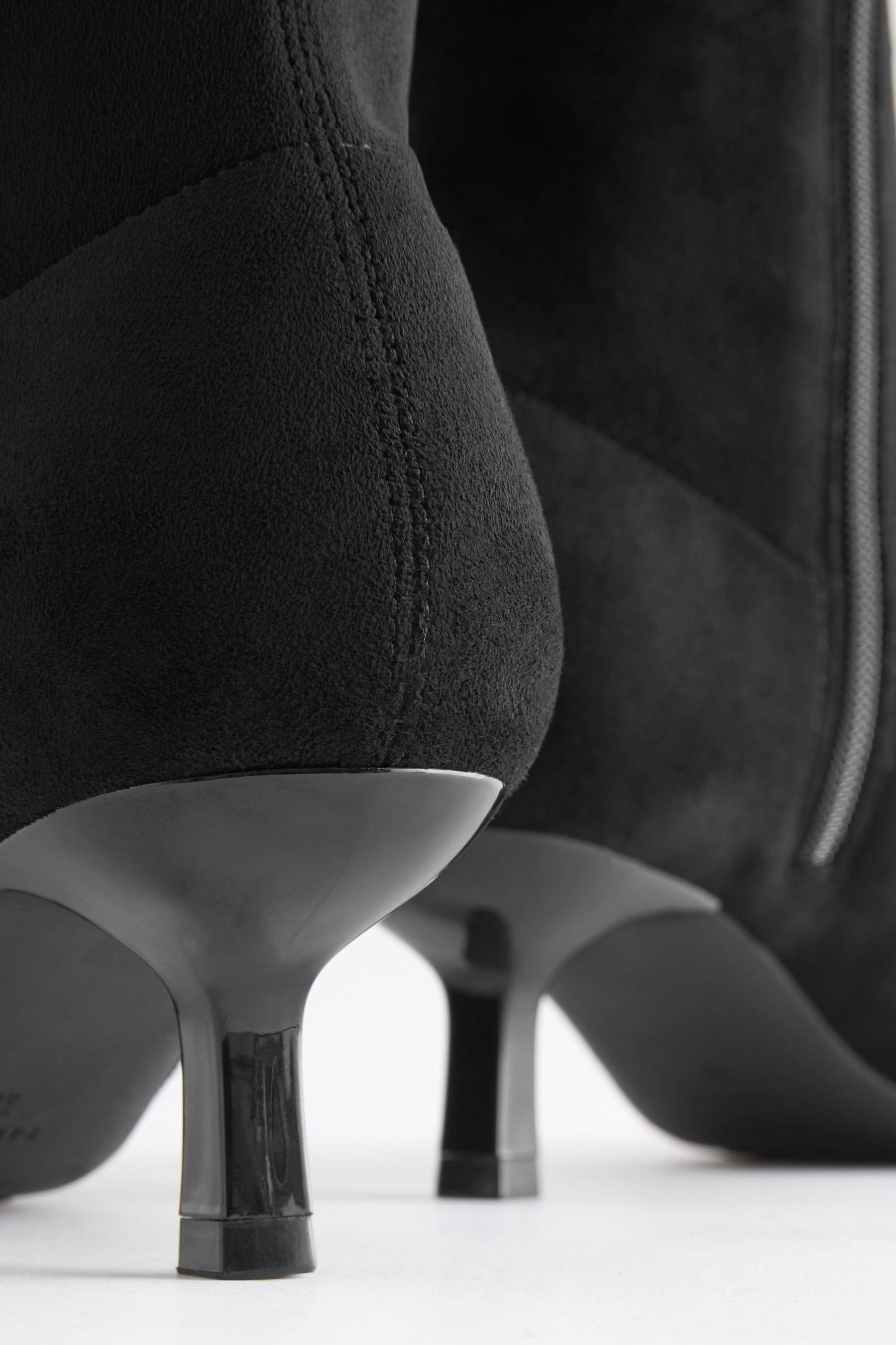Black sock stretch kitten heel ankle boots sales