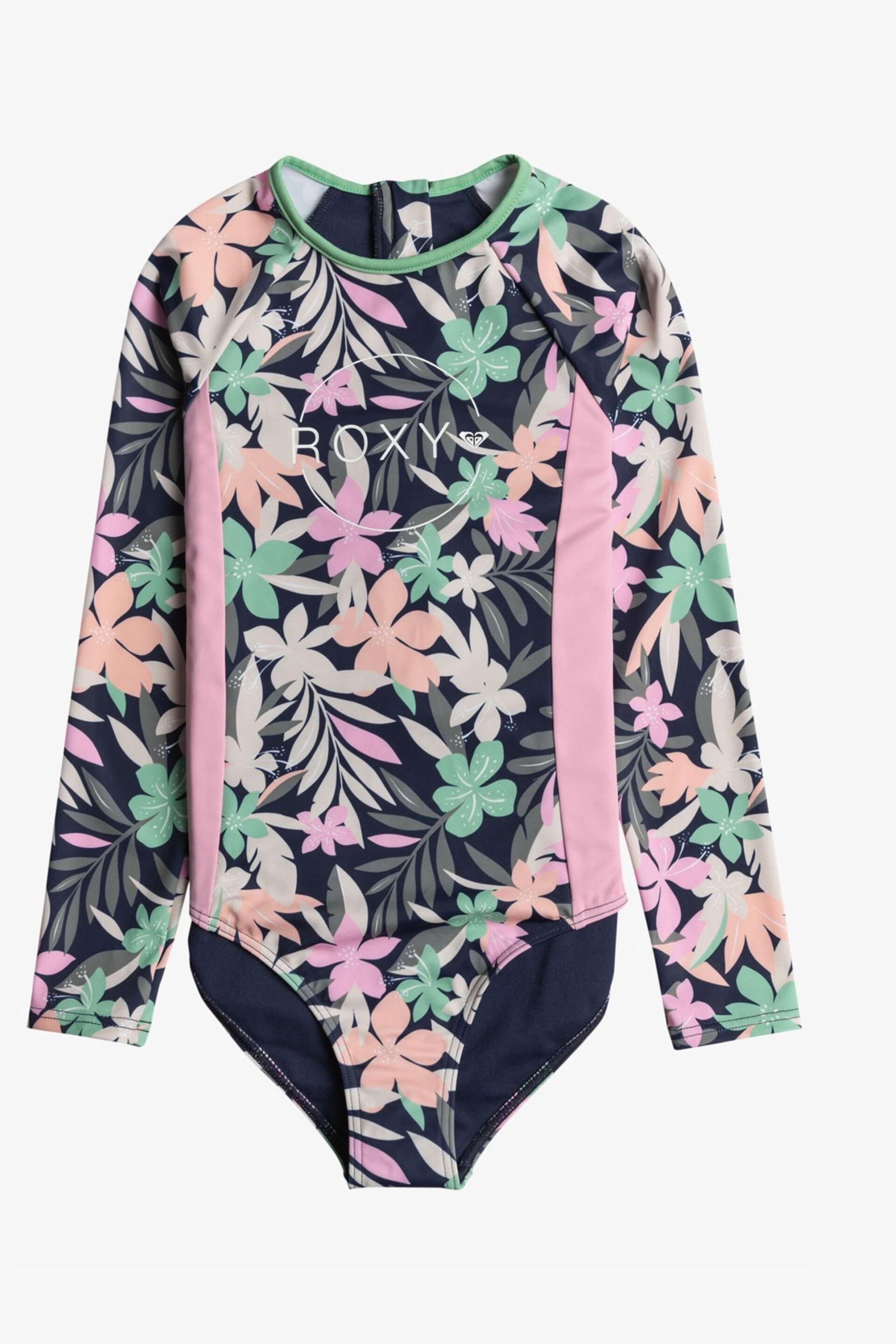 Roxy Navy Palm Print Long Sleeve Swimsuit - Image 1 of 2