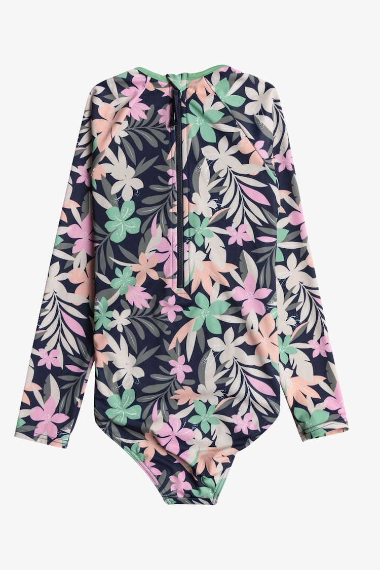 Roxy Navy Palm Print Long Sleeve Swimsuit - Image 2 of 2