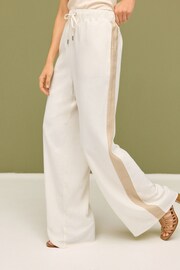 Neutral/Tan Linen Blend Side Stripe Track Trousers - Image 3 of 5