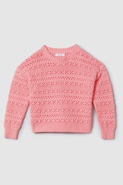 Reiss Pink Isobel Senior Crochet Crew Neck Jumper - Image 2 of 6