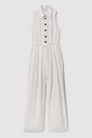 Reiss White Perla Petite Belted Wide Leg Jumpsuit - Image 2 of 7