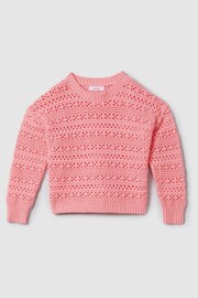 Reiss Pink Isobel Junior Crochet Crew Neck Jumper - Image 2 of 6