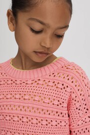 Reiss Pink Isobel Junior Crochet Crew Neck Jumper - Image 4 of 6