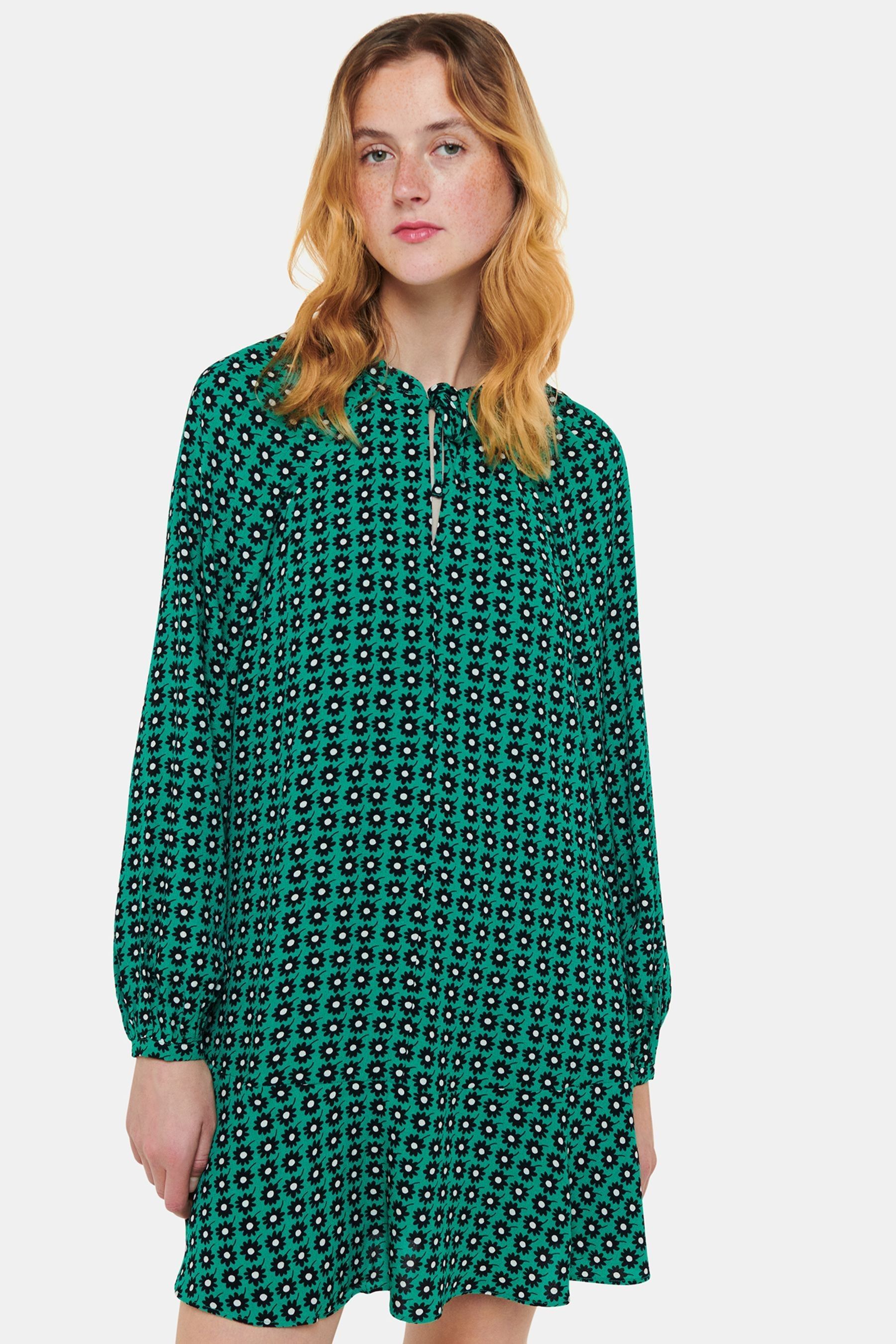 Buy Whistles Green Floral Dot Flippy Dress from Next Luxembourg