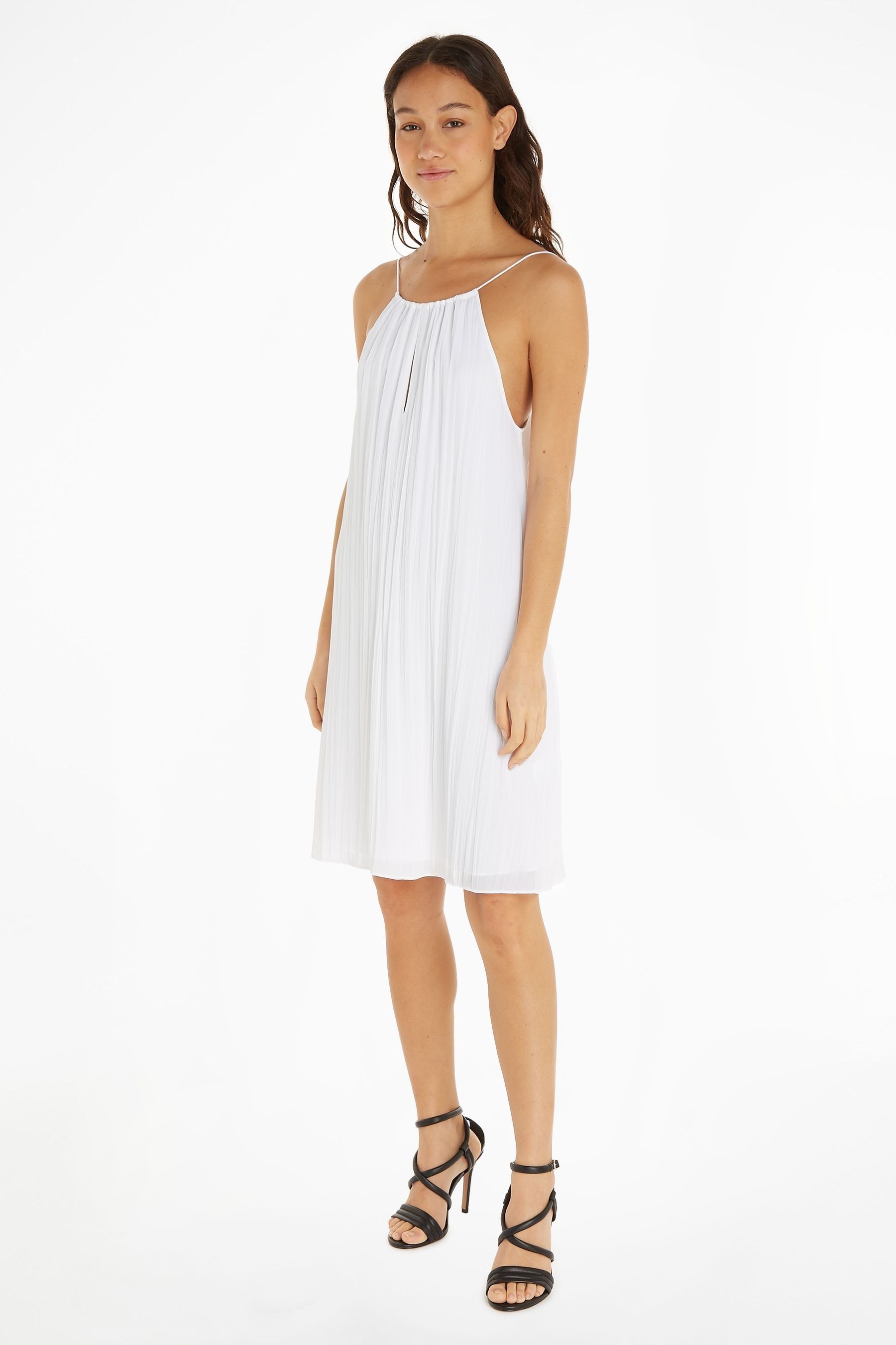 Buy Calvin Klein Textured Mini Slip White Dress from Next Luxembourg