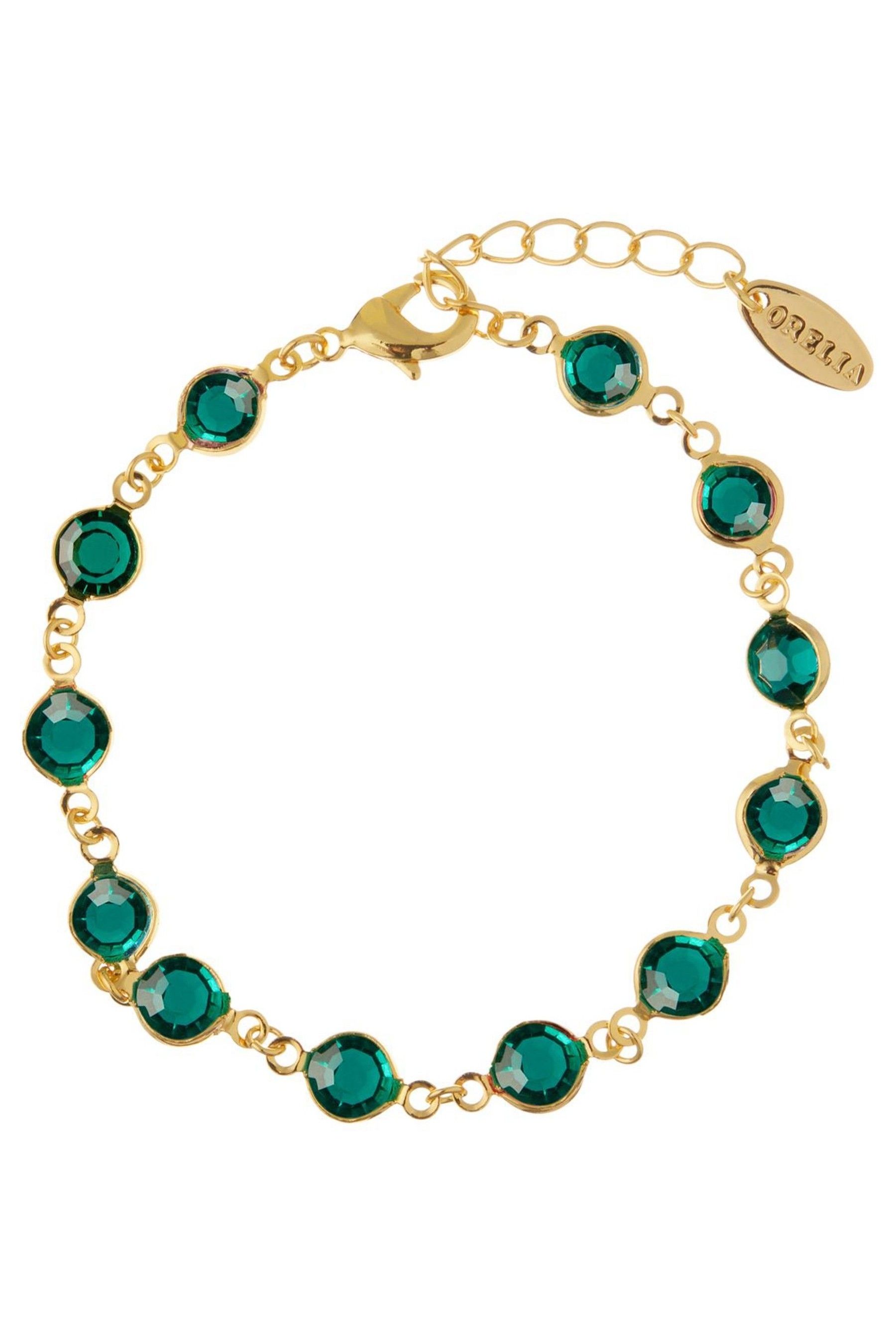 Orelia London Gold Plated Emerald Bar Link Chain Bracelet