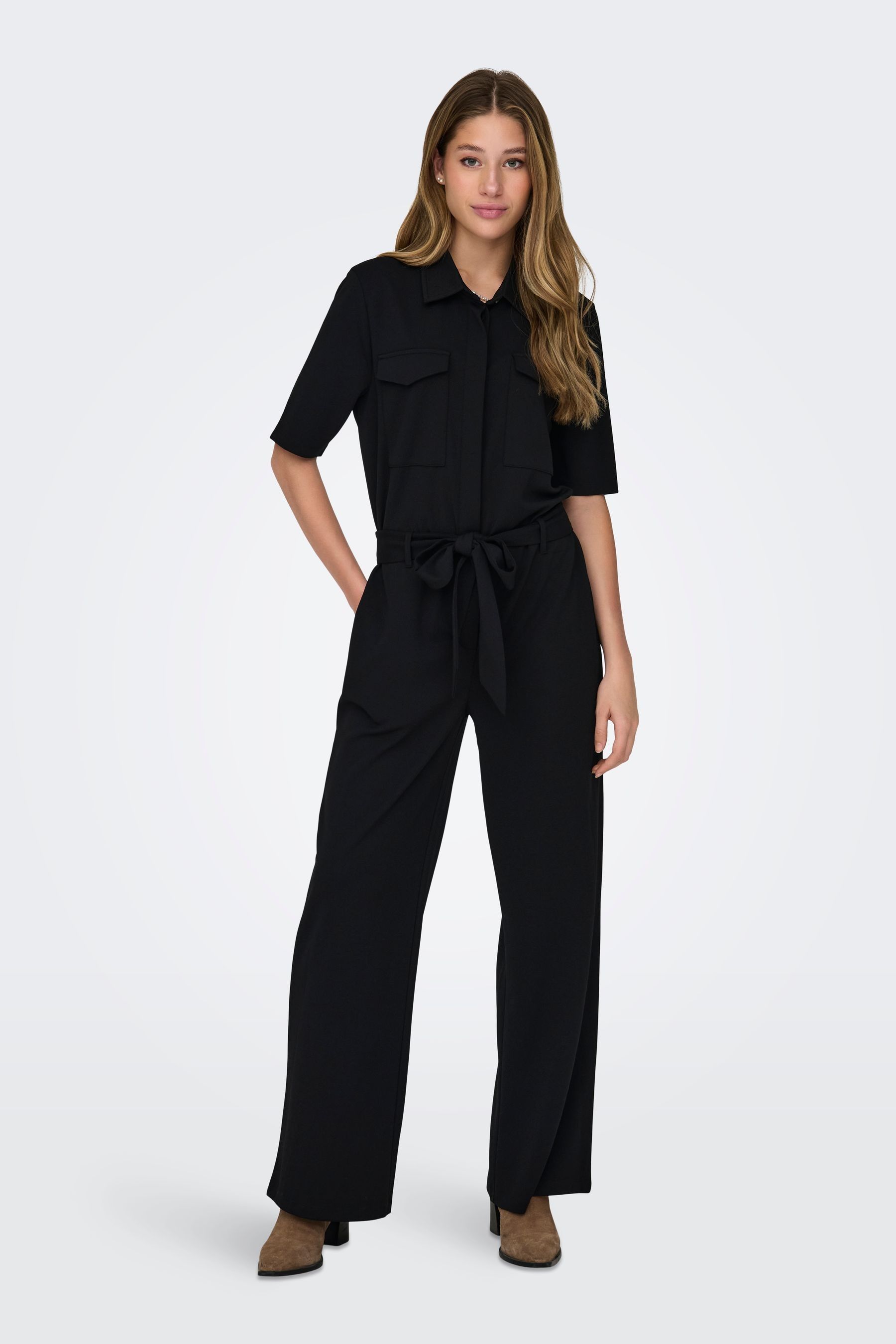 Jdy button through linen jumpsuit top