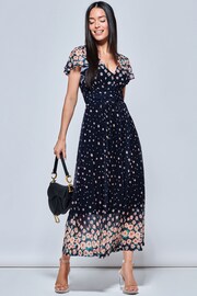 Jolie Moi Blue Mably Mirror Print Maxi Mesh Dress - Image 3 of 5
