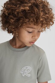 Reiss Pistachio Jude Teen Cotton Crew Neck T-Shirt - Image 4 of 6