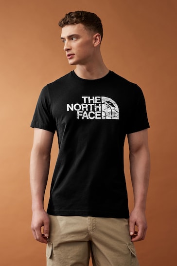 The North Face Black Mens Woodcut Dome Short Sleeve T-Shirt