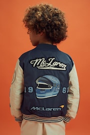 Reiss x McLaren F1 Team Airforce Blue/Ecru Junior McLaren F1 Patch Varsity Bomber Jacket - Image 5 of 12