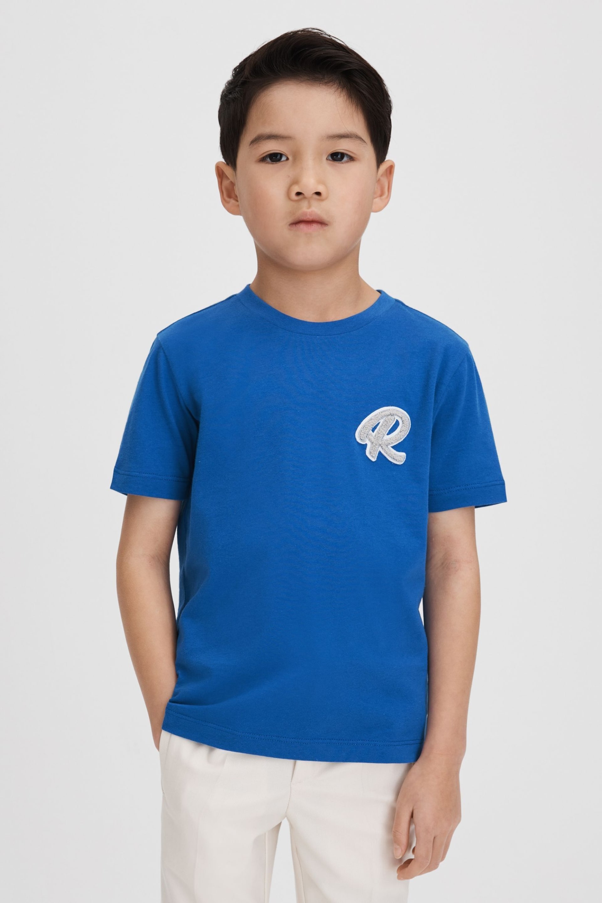 Reiss Lapis Blue Jude Teen Cotton Crew Neck T-Shirt - Image 2 of 5