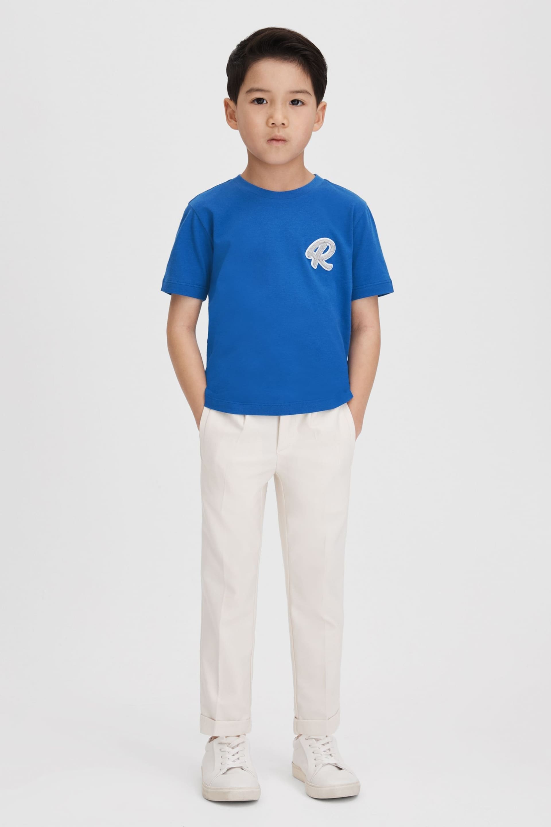 Reiss Lapis Blue Jude Teen Cotton Crew Neck T-Shirt - Image 3 of 5