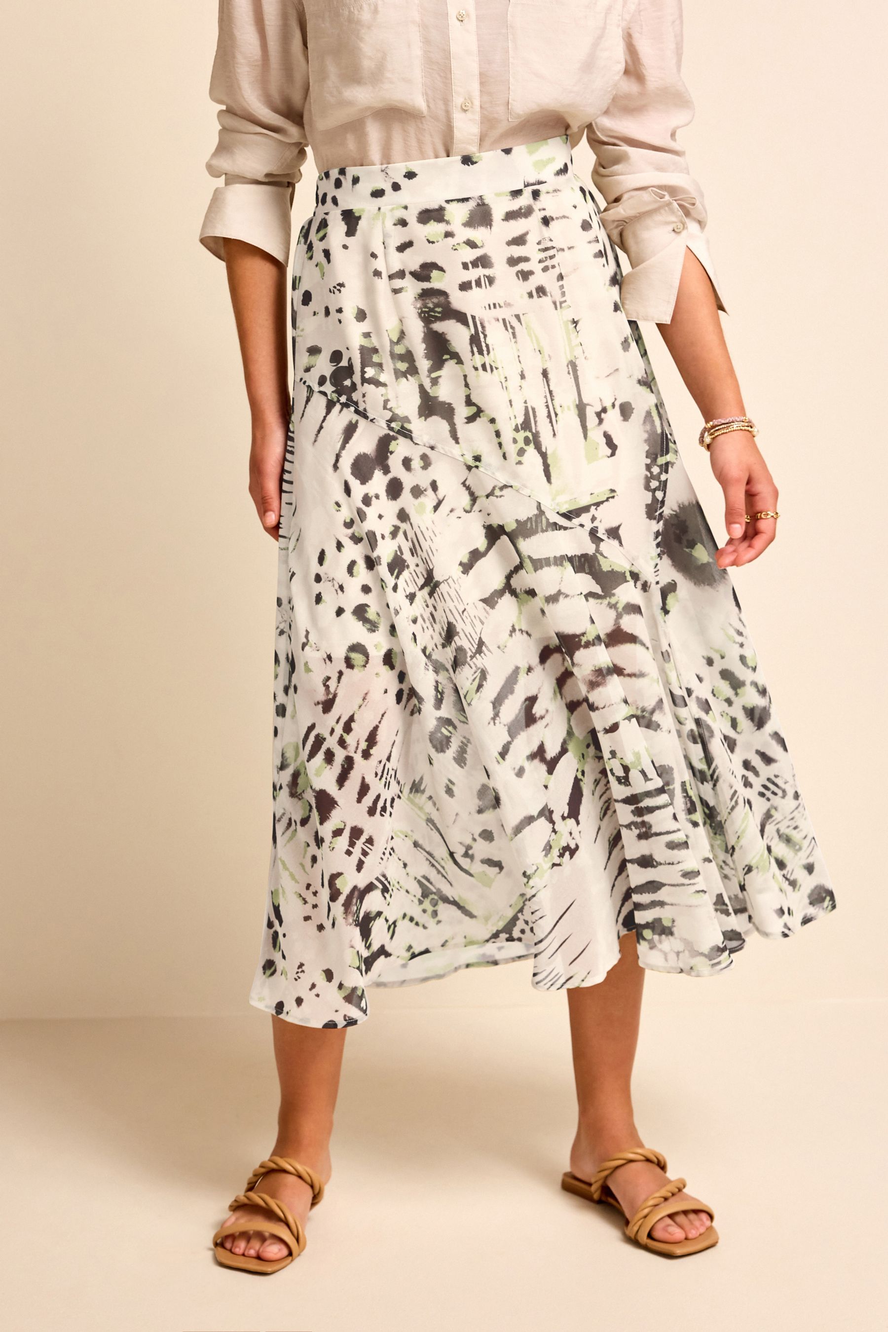 Green asymmetric midi skirt shop
