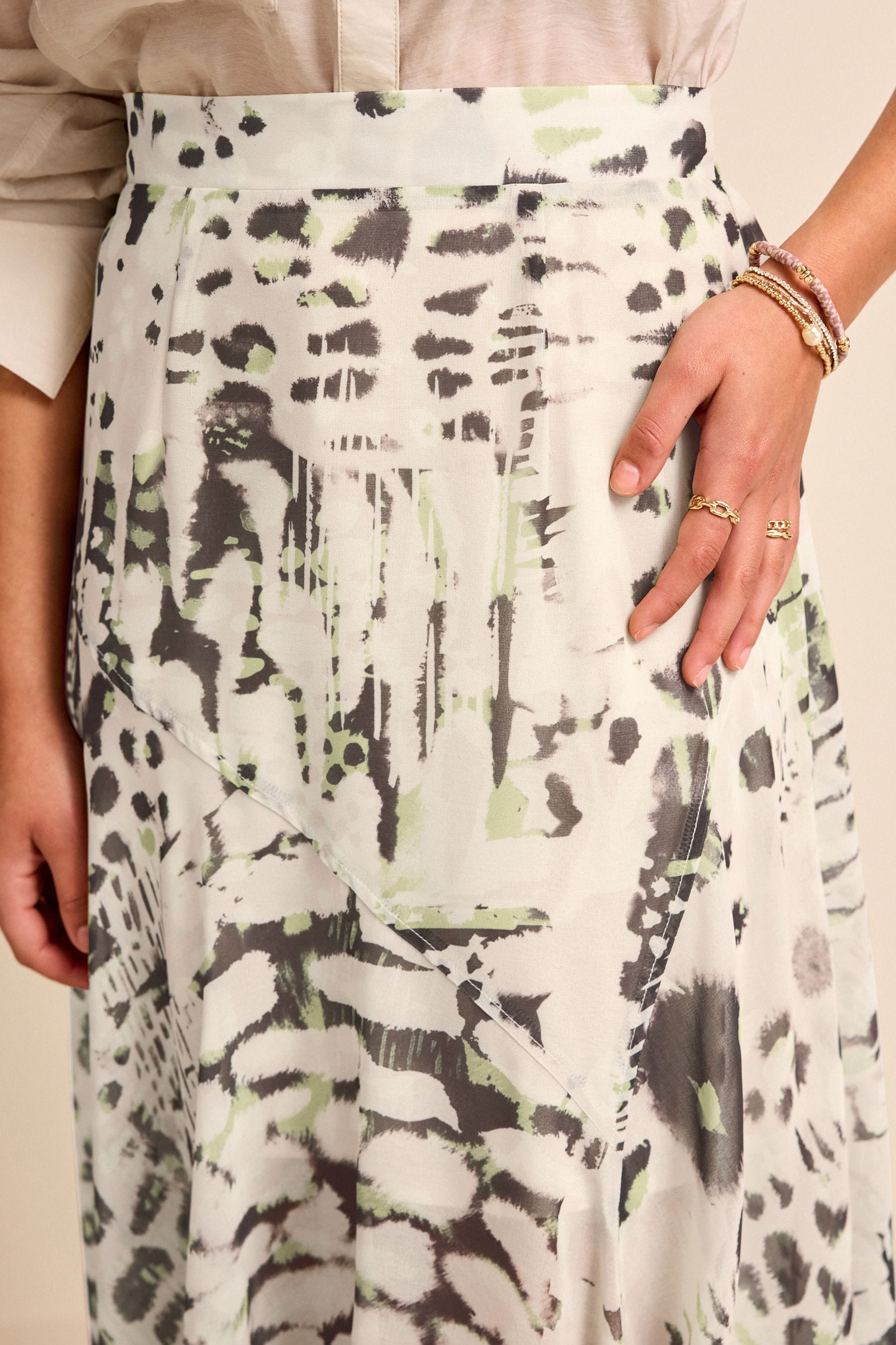 Buy Lime Green Animal Asymmetric Midi Skirt from Next Luxembourg