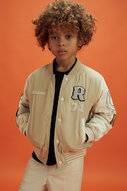 Reiss x McLaren F1 Team Taupe/Ecru 3-9 yrs McLaren F1 Patch Varsity Bomber Jacket - Image 6 of 12