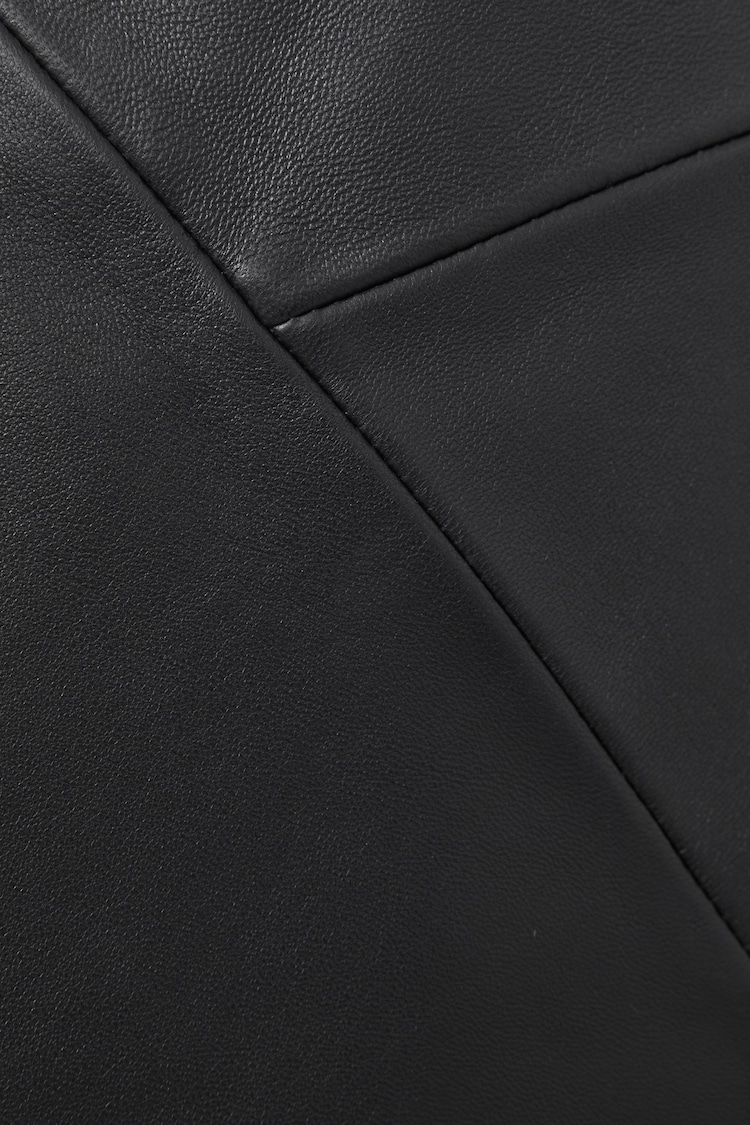 Reiss Black Raya Leather High Rise Midi Skirt - Image 5 of 5