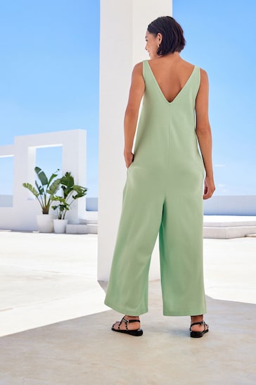 Green 100% Cotton Jersey Jumpsuit