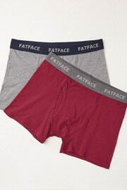 FatFace Burgundy Red Plain Boxers 2 Pack - Image 1 of 2