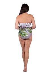 Seaspray Green Hawaii Palm Sweetheart Bandeau Tummy Control Swimsuit - Image 3 of 5