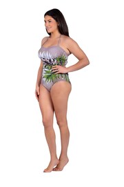 Seaspray Green Hawaii Palm Sweetheart Bandeau Tummy Control Swimsuit - Image 4 of 5