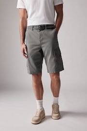 Charcoal Grey Belted Cargo Shorts - Image 1 of 12