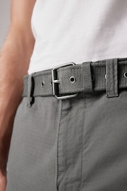 Charcoal Grey Belted Cargo Shorts - Image 4 of 12