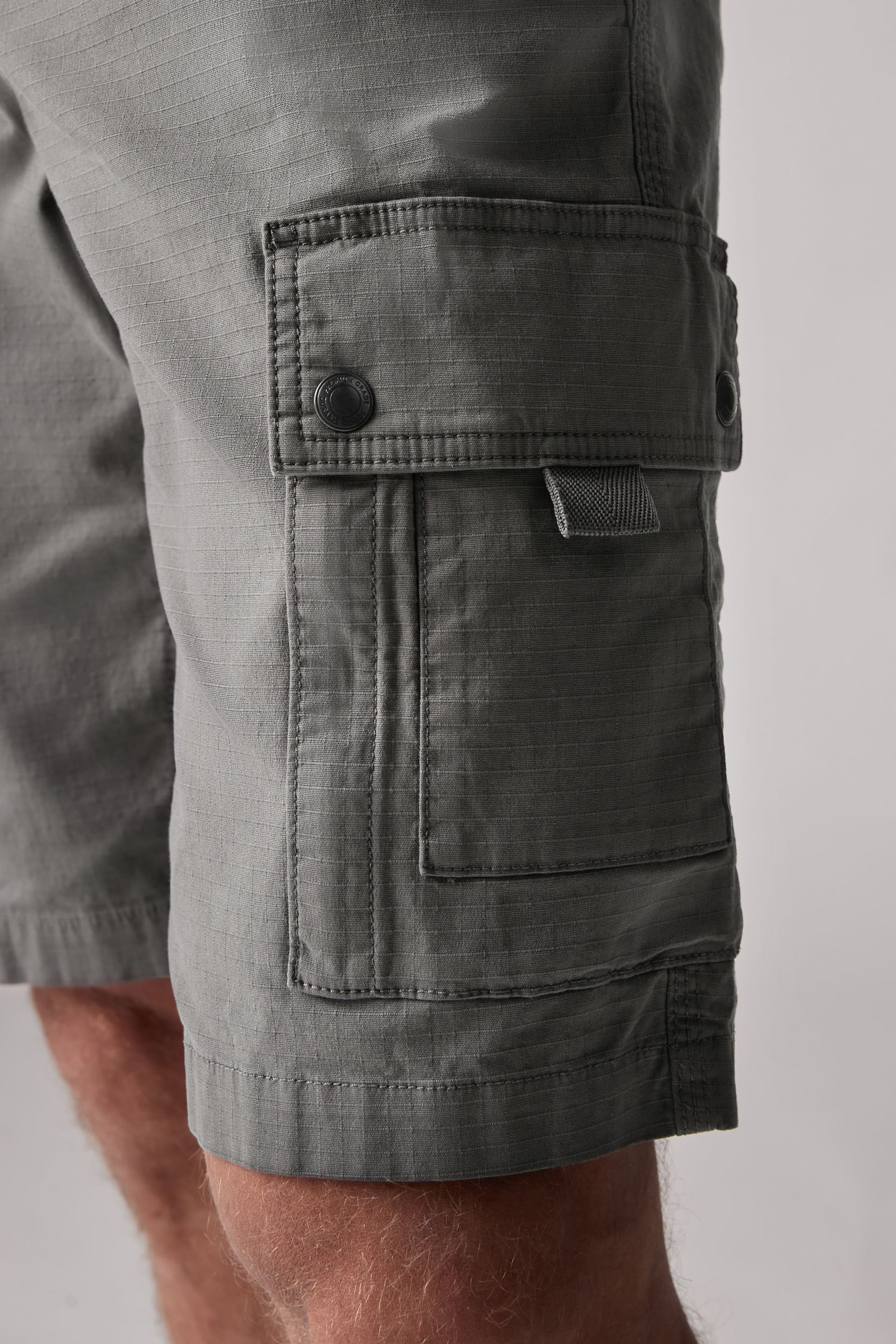 Charcoal Grey Belted Cargo Shorts - Image 5 of 12