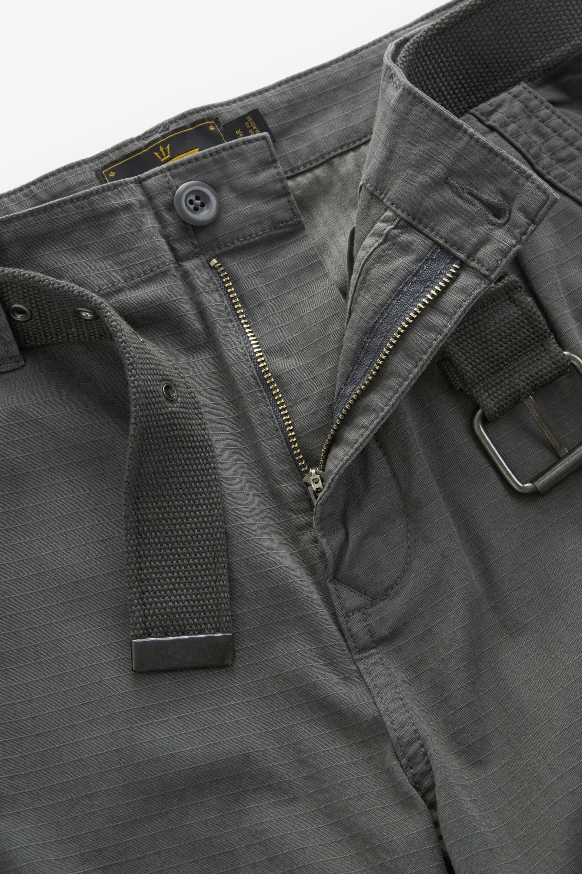 Charcoal Grey Belted Cargo Shorts - Image 8 of 12