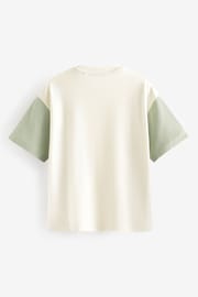Green/ Ecru Oversized Short Sleeve Colourblock T-Shirt (3-16yrs) - Image 2 of 3