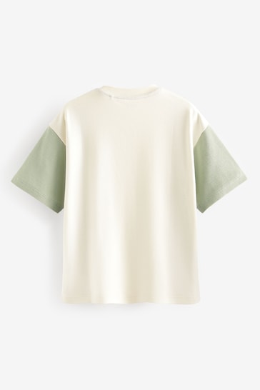 Green/ Ecru Oversized Short Sleeve Colourblock T-Shirt (3-16yrs)