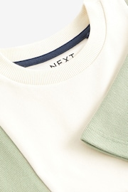 Green/ Ecru Oversized Short Sleeve Colourblock T-Shirt (3-16yrs) - Image 3 of 3