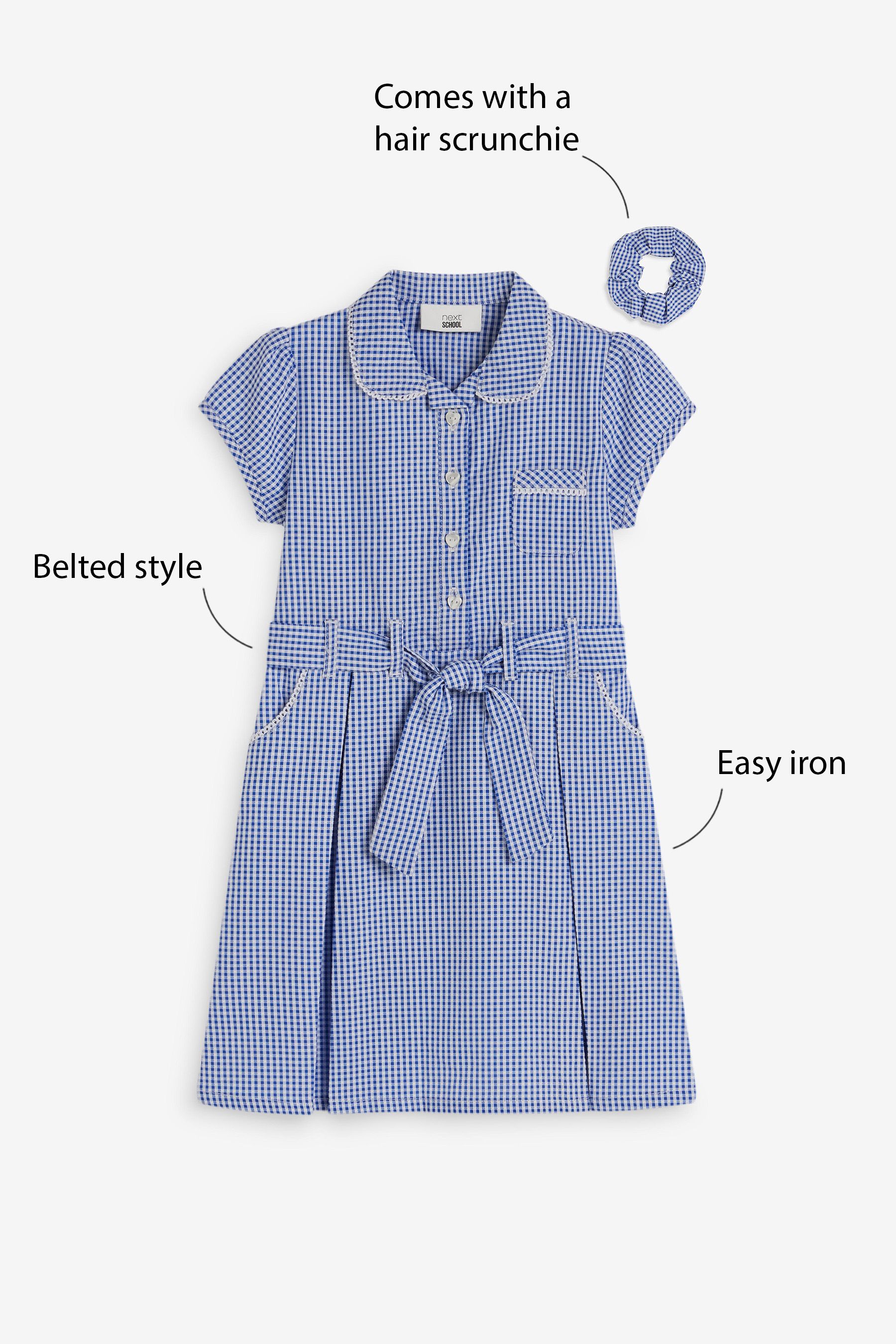 Blue gingham school shop blouse