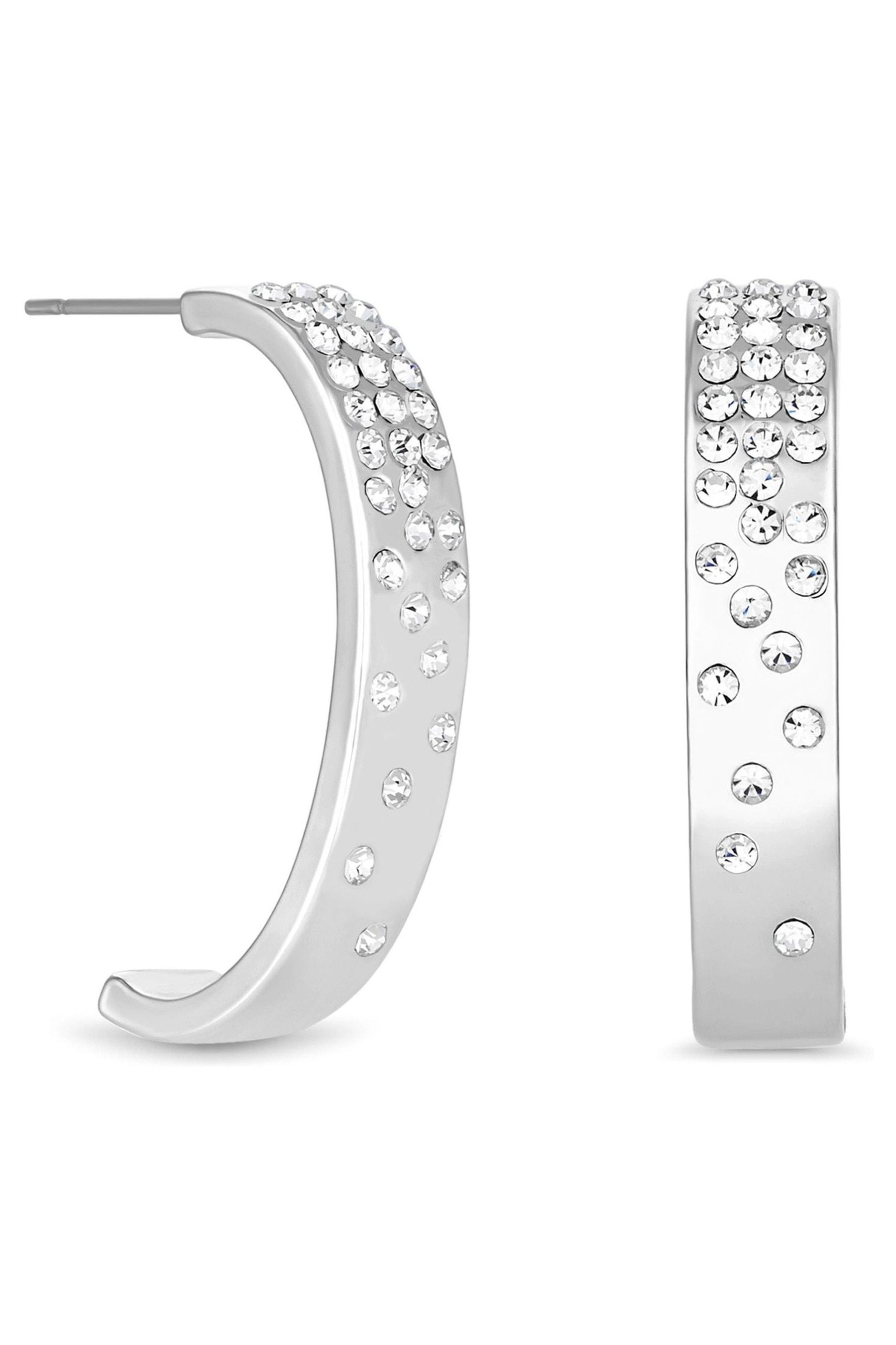 Silver crystal hoop earrings hotsell