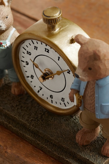 Multi Rosie Rabbit and Bertie Bear Mantel Clock