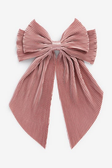 Pink Plisse Bow Hairclip