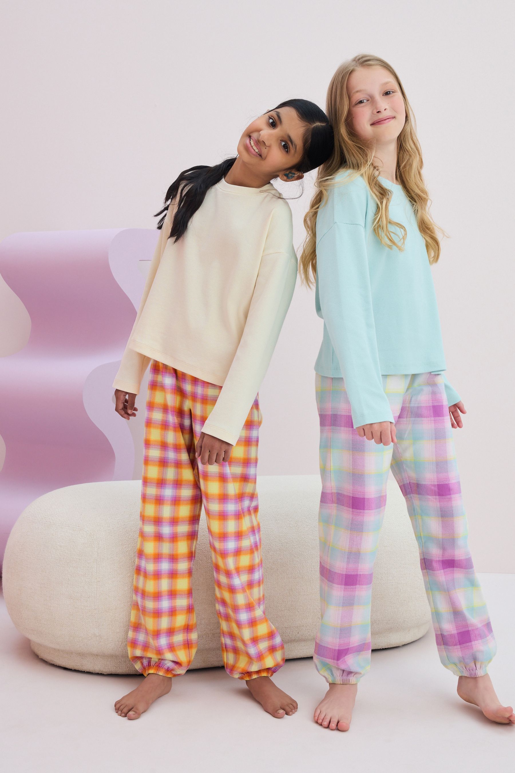 Buy Bright Pastel Woven Check Pyjamas 2 Pack 3 16yrs from Next Kuwait