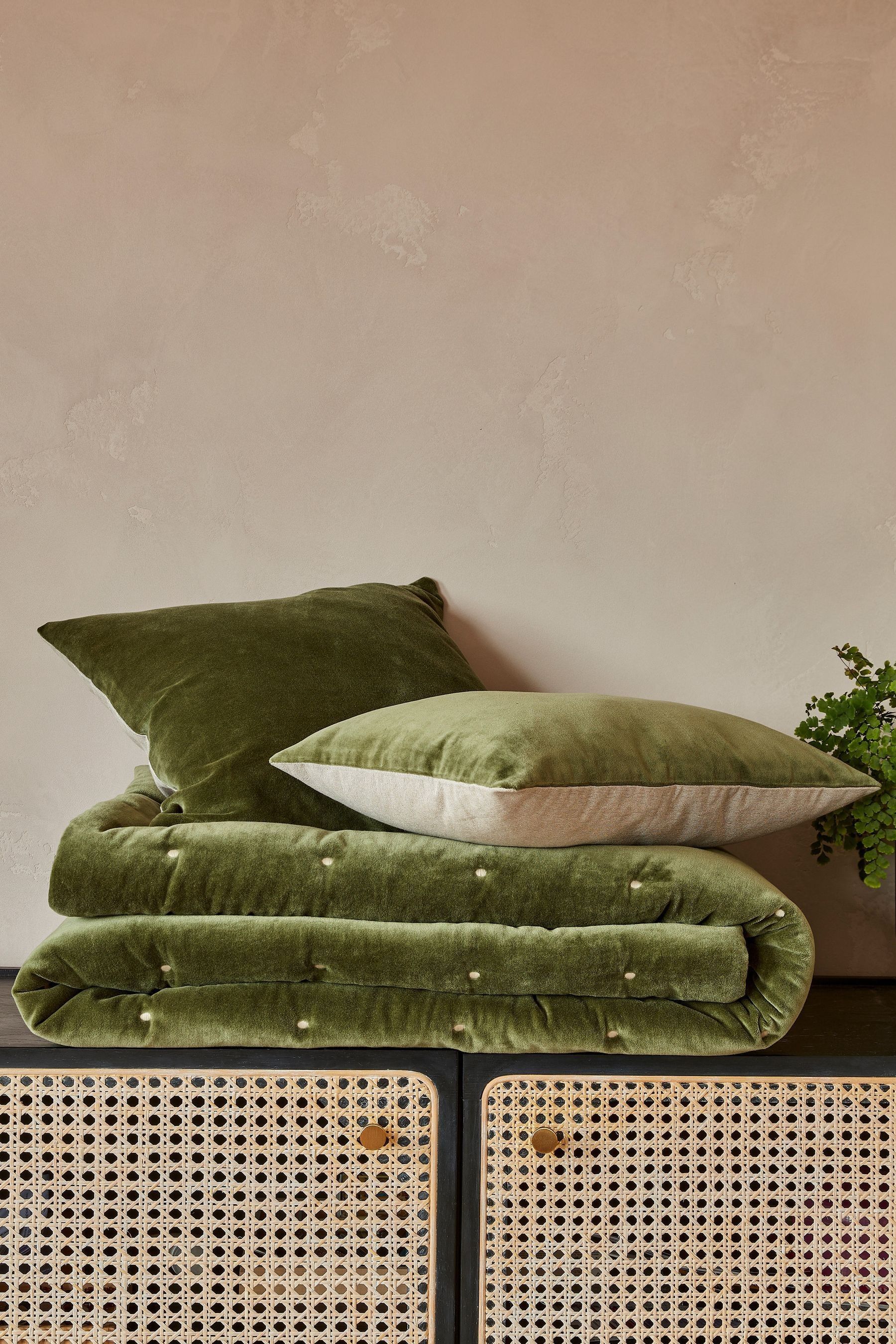 Olive green velvet throw best sale