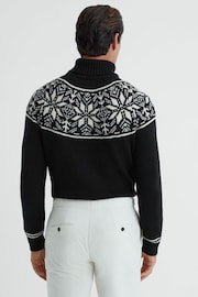 Reiss Black Abbotsford Knitted Fair Isle Roll Neck Jumper - Image 4 of 4
