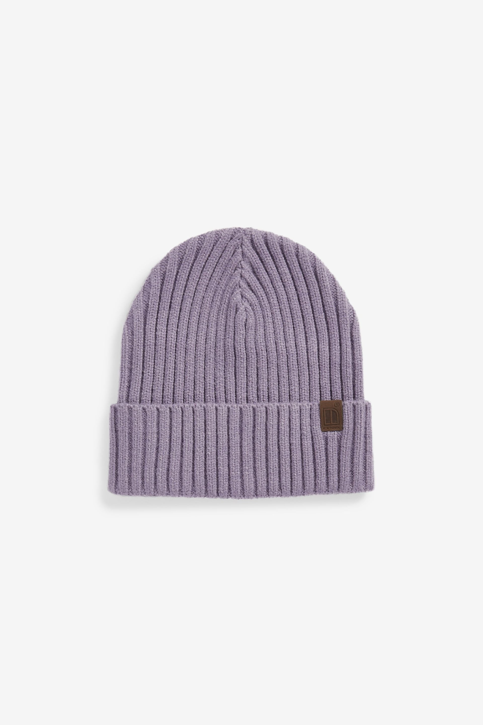 Mauve Purple Knitted Rib Beanie Hat (1-16yrs) - Image 1 of 2