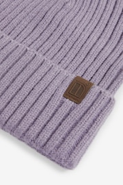 Mauve Purple Knitted Rib Beanie Hat (1-16yrs) - Image 2 of 2