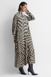 Reiss Black/White Kate Dogtooth Midi Dress - Image 6 of 6