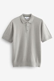 Grey Knitted Bubble Textured Regular Fit Polo Shirt - Image 4 of 7