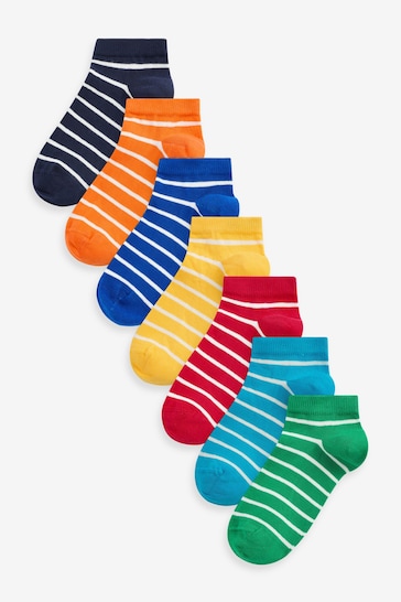 Rainbow Stripe Cotton Rich Trainer Socks 7 Pack