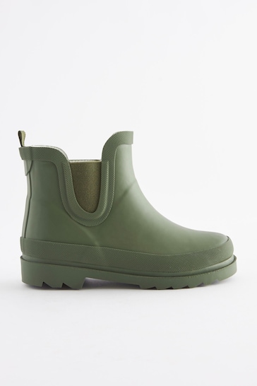 Khaki Green Warm Lined Ankle Wellies