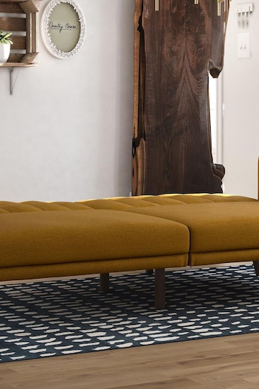 Novogratz Yellow Brittany Linen Sofa Bed